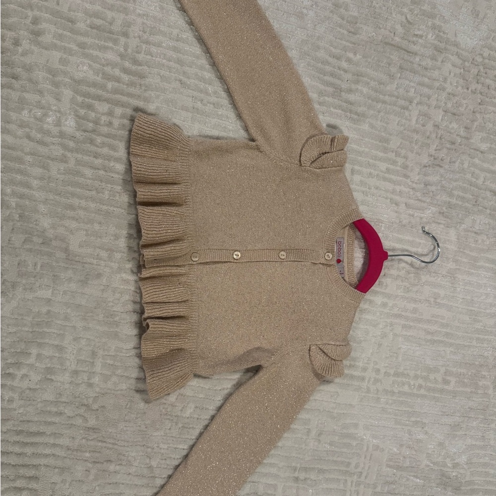 Kids Beige Ruffle Sweater - Picture 6 of 7
